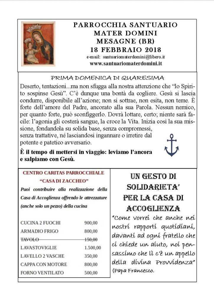 MATERDOMINI NEWS 18 febb. 2018 1