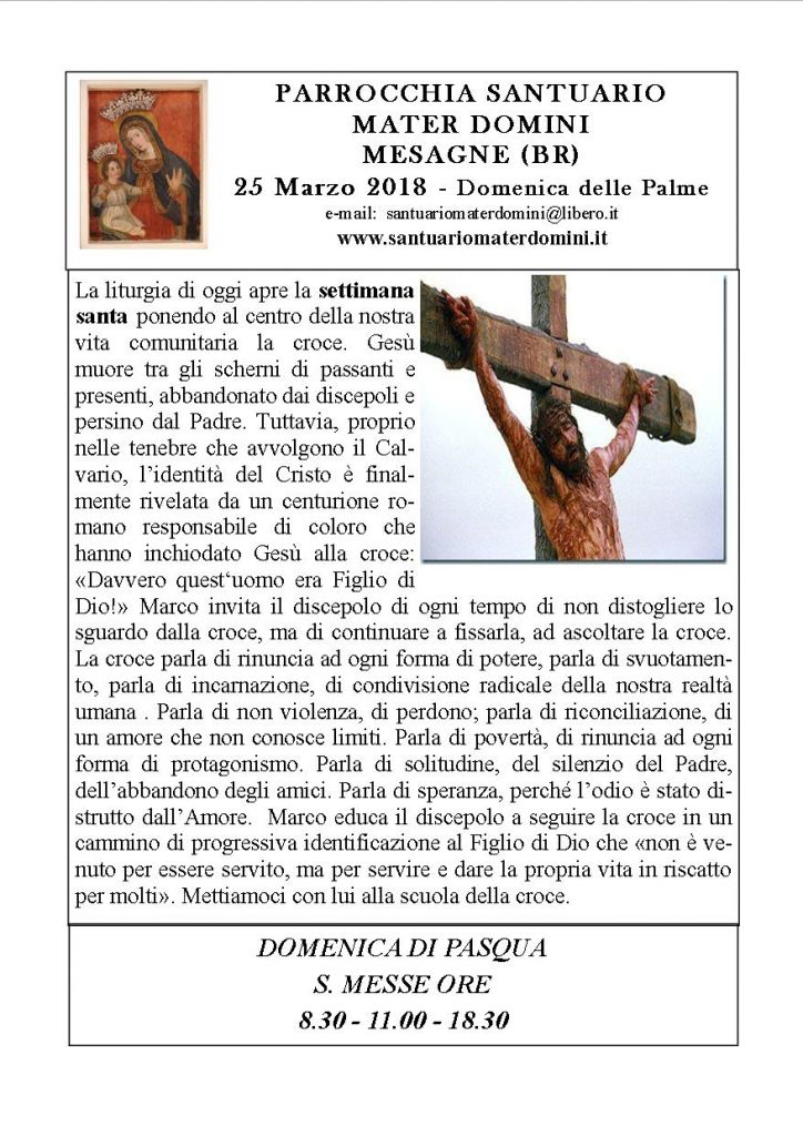 MATERDOMINI NEWS 25 marzo 20181